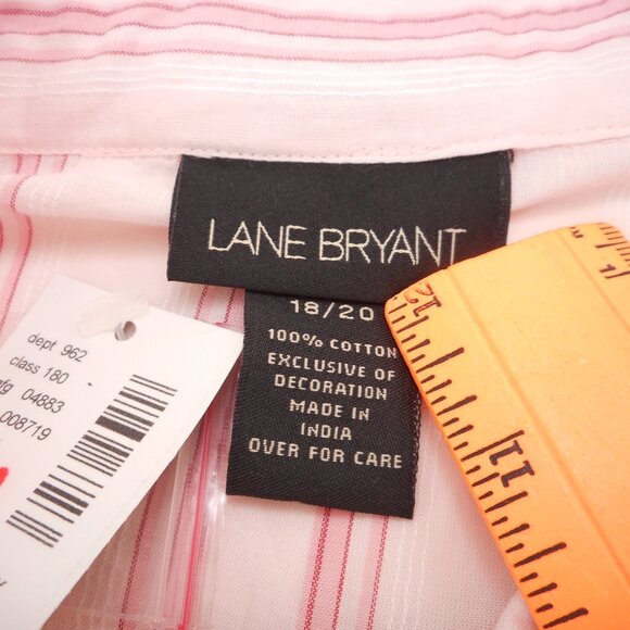 Lane Bryant Button-up Shirt Size 18/20 Pink Striped Long Sleeve Cotton NWT - Picture 7 of 10